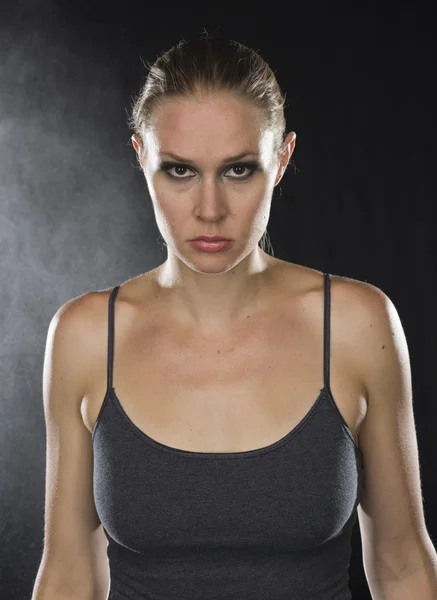 Close up Athletic Woman Looking Fierce at Camera — Stock fotografie
