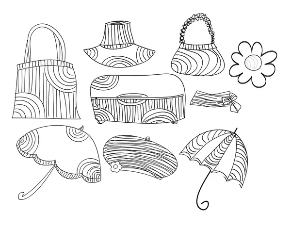 Ensemble d'accessoires vectoriels croquis — Image vectorielle