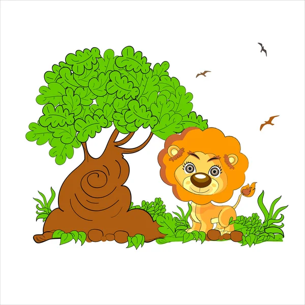 Illustratie van een enge Leeuw het forest — Stockvector