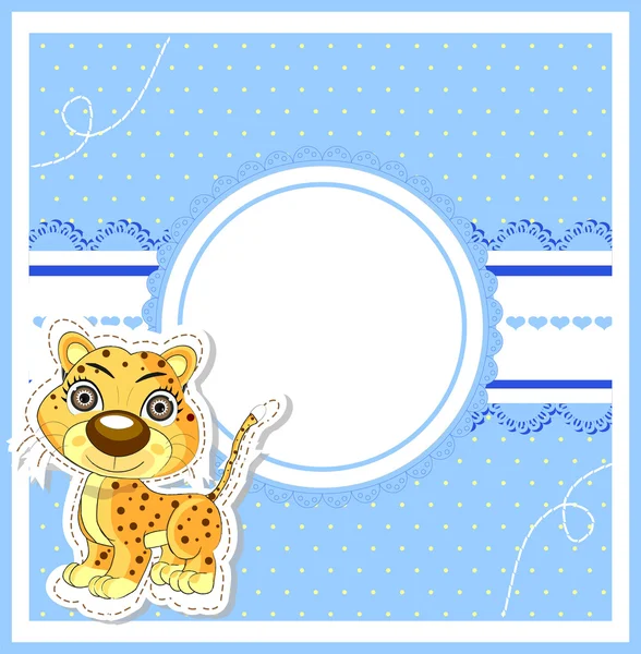 Illustration of cute lion on decorative background — Stock Vector