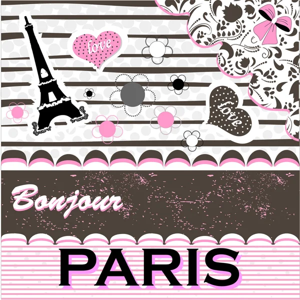 Biglietto d'auguri romantico a Parigi — Vettoriale Stock
