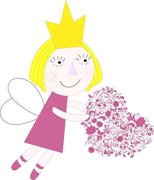 Princesa con vector de corazón ilustración — Archivo Imágenes Vectoriales