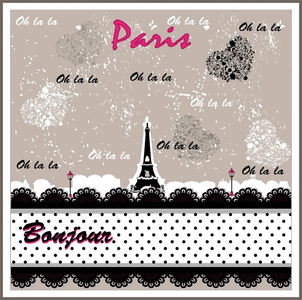 Torre Eiffel romántica decorada — Vector de stock