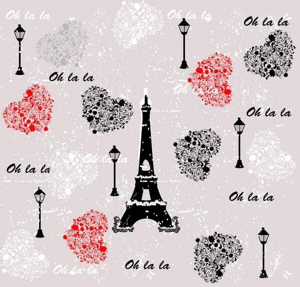 I love travel pattern paris. seamless background. love. vector — Stock Vector