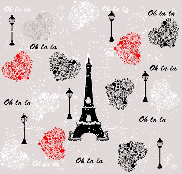 Ik hou van reizen patroon van Parijs. naadloze achtergrond. liefde. vector Stockillustratie