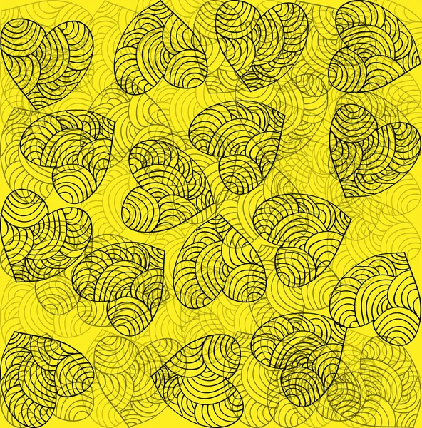 Coeur décoration festive fond jaune vif — Image vectorielle