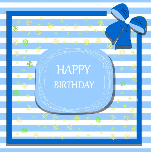 Happy birthday card ribbon bow — Stock Vector