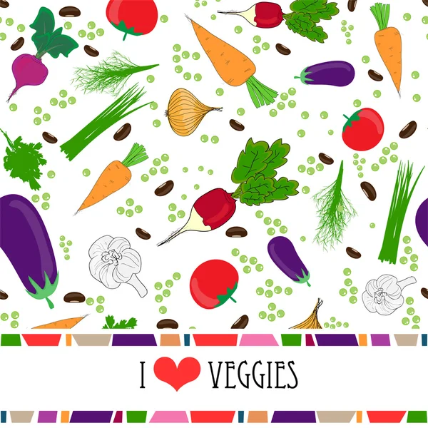 Modèle de carte de recette avec espace texte entouré de légumes frais — Image vectorielle