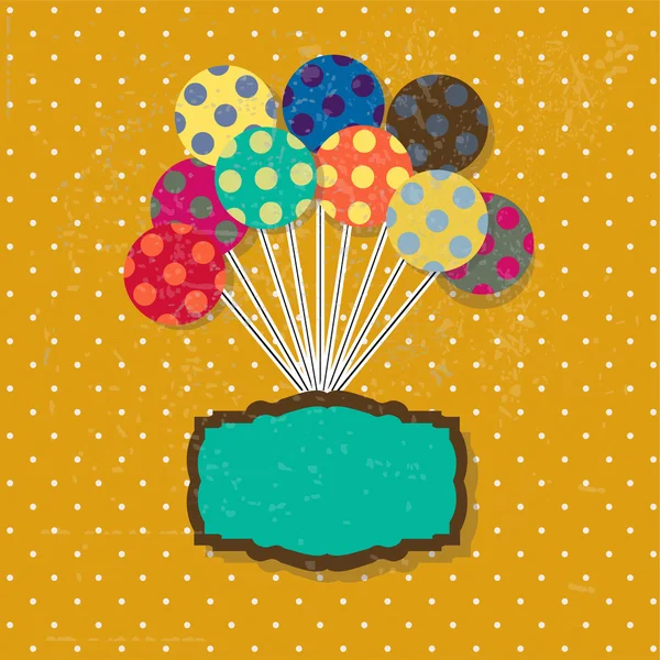 かわいいカラフルな風船とリボンの誕生日カード. — ストックベクタ