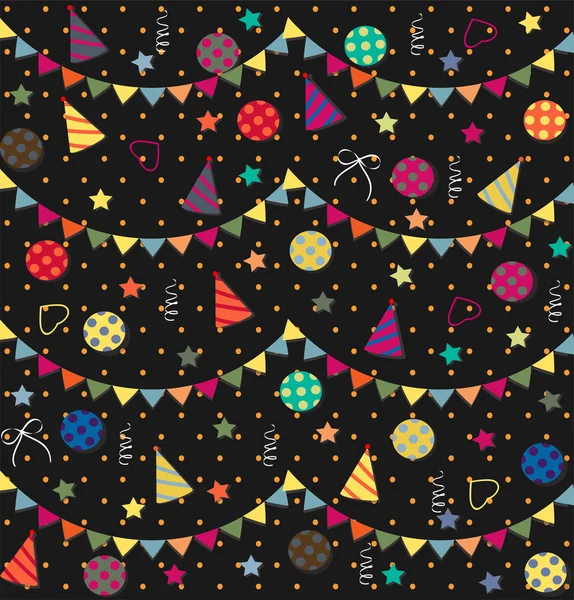 Fond abstrait sans couture vacances avec banderoles, confettis et étincelles — Image vectorielle