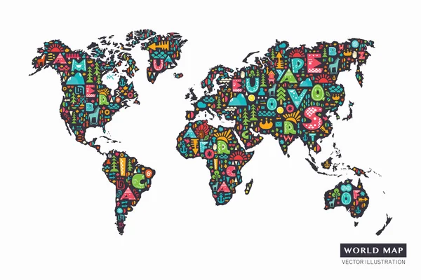 Mapa de dibujos animados del mundo — Vector de stock