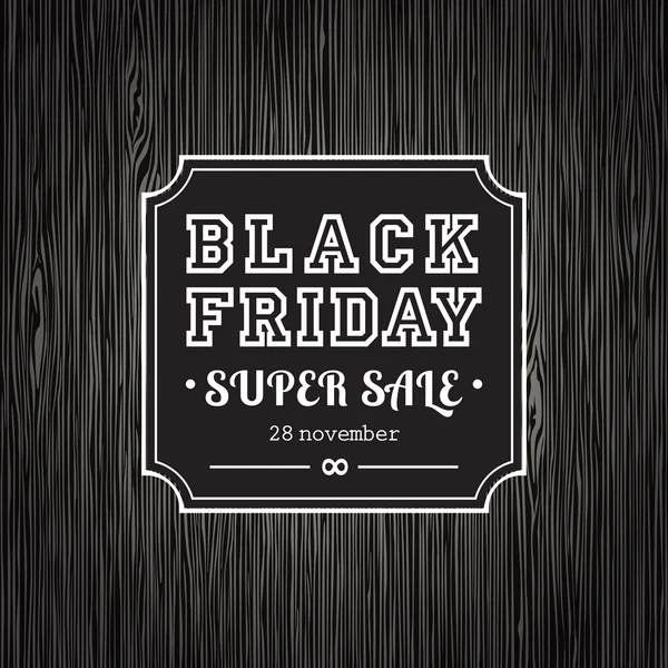 Black friday Advertising design on vector wooden background — Stock Vector