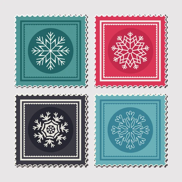 Christmas postage stamps — Stock Vector