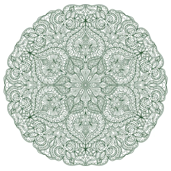 Ronde Mandala patroon met handgetekende decoratieve elementen. — Stockvector
