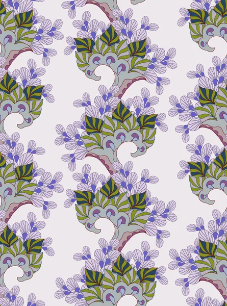 Textura sin costuras con flores ornamentadas y hojas — Vector de stock