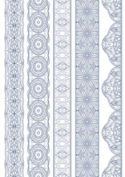 Ornamental Seamless Borders Vector Set for Ethnic Decor — Stock Vector