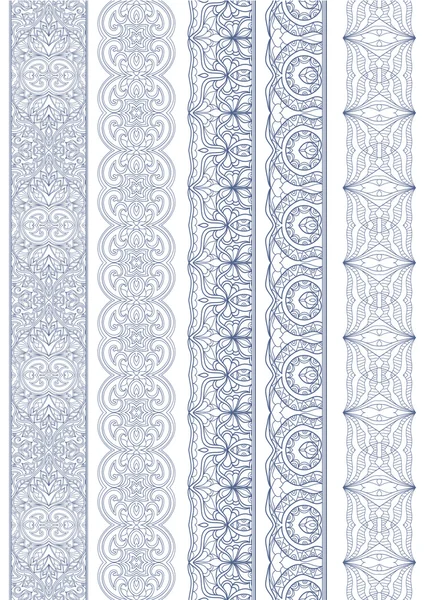 Ornamental Seamless Borders Vector Set for Ethnic Decor — Stock Vector