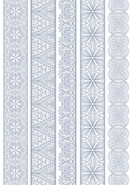 Ornamental Seamless Borders Vector Set for Ethnic Decor — Stock Vector