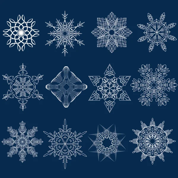 Collection of snowflakes (set of snowflakes) — Stock Vector