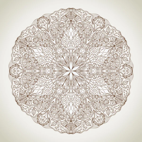 Yuvarlak Mandala desen çizilmiş dekoratif elemanları ile. — Stok Vektör