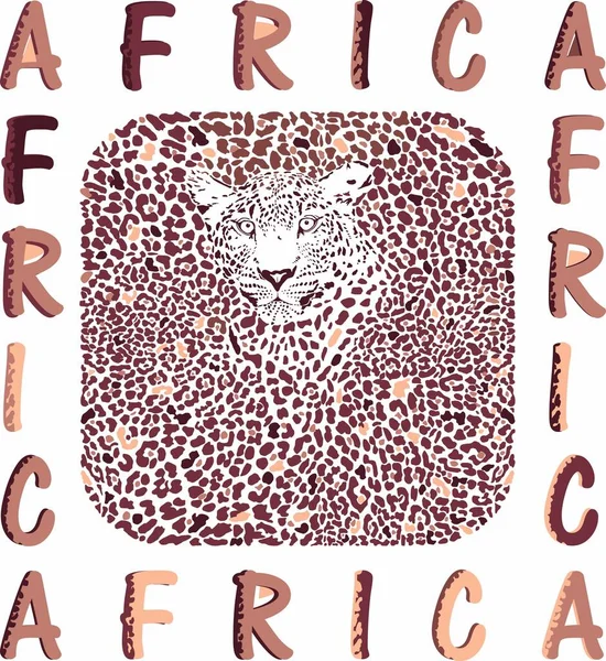 Naadloze Vector Illustratie Achtergrond Met Tekst Africa Luipaard — Stockvector