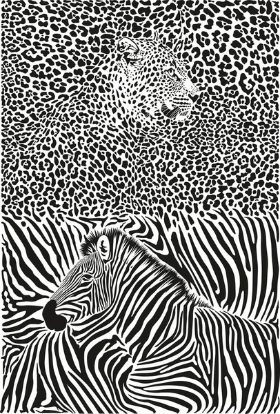 Padrão Ilustração Vetorial Fundo Leopardo Zebras Pele — Vetor de Stock