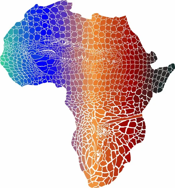 Vector Ilustración Color Abstracto África Como Cocodrilo Piel Las Jirafas — Vector de stock