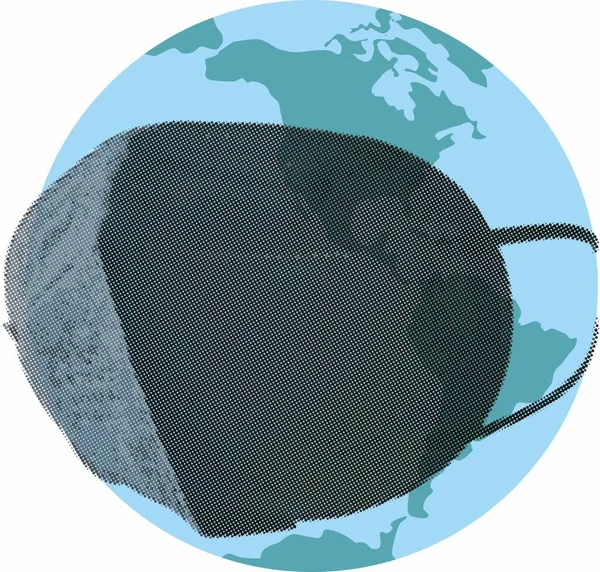 Illustration Vectorielle Planète Terre Dans Respirateur Facial — Image vectorielle