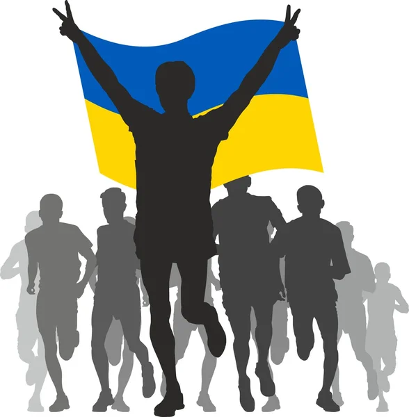 Kazanan Ukrayna bayrağı bitirmek — Stok Vektör