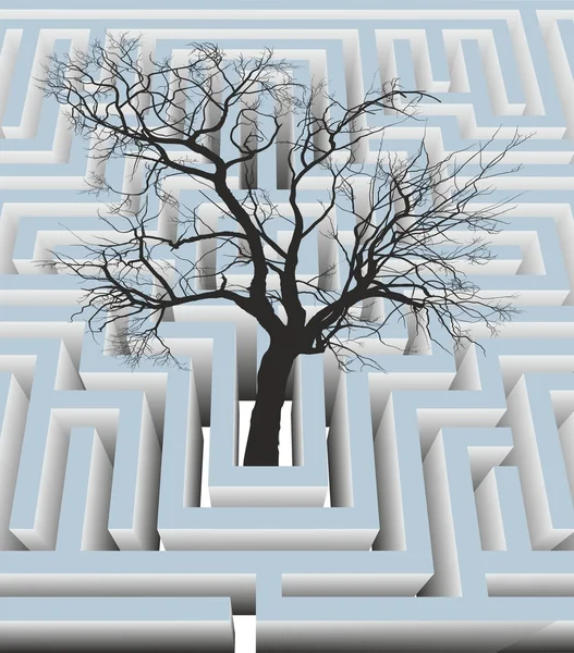 Arbre dans le labyrinthe — Image vectorielle