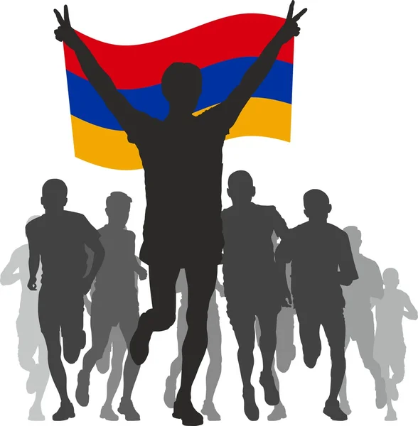 Νικητής με την Αρμενία σημαία στον τερματισμό — Διανυσματικό Αρχείο