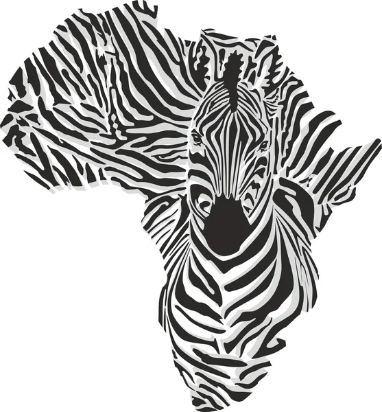 A fej, a zebra Afrika Térkép — Stock Vector