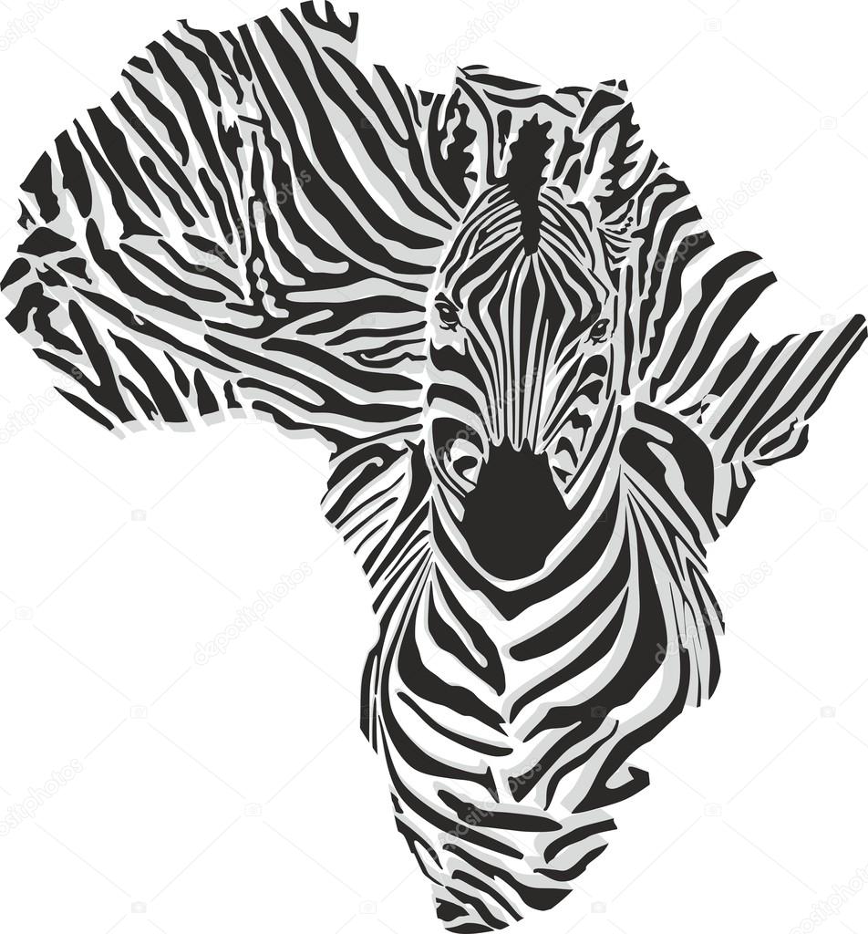 Map of Africa with the head of zebra