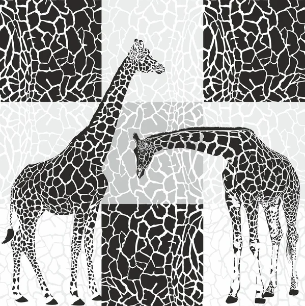 Girafes et fourrure de camouflage pour papier peint — Image vectorielle