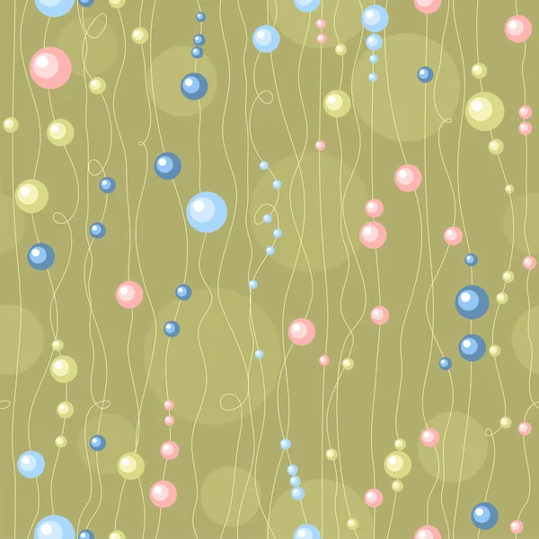 Perlina colorata su fili. Modello astratto vettoriale senza soluzione di continuità — Vettoriale Stock