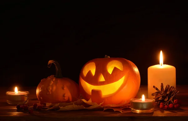 Scary halloween dynie jack o lantern — Zdjęcie stockowe