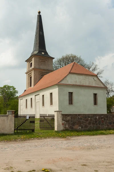 Village church and street — Stock Photo, Image