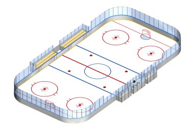 Buz hokeyi pateni pisti 3d izometrik