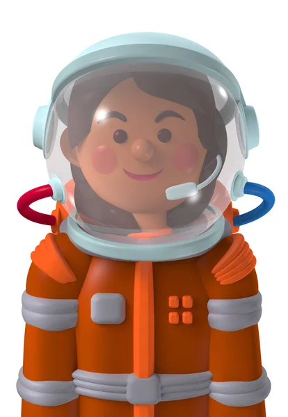 Personnage Bande Dessinée Avatar Heureuse Astronaute Mars Femelle Combinaison Spatiale — Photo