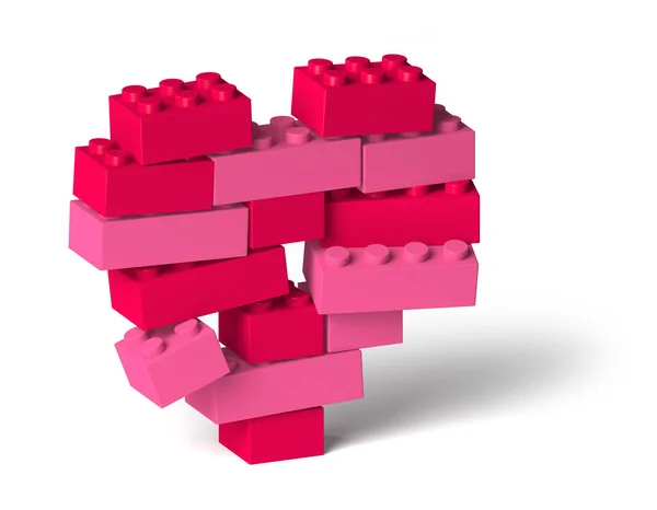 Red Pink Color Heart Break Symbol Collapsing Built Colorful Toy — Fotografia de Stock