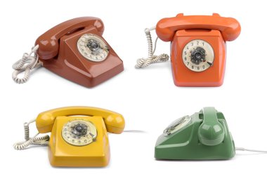 Vintage telefon renk varyasyonları kümesi