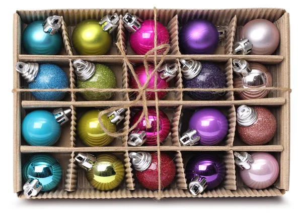 圣诞球彩盒 — 图库照片