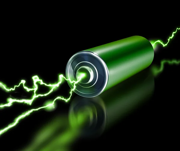 Fonte de alimentação de energia verde faíscas de bateria — Fotografia de Stock