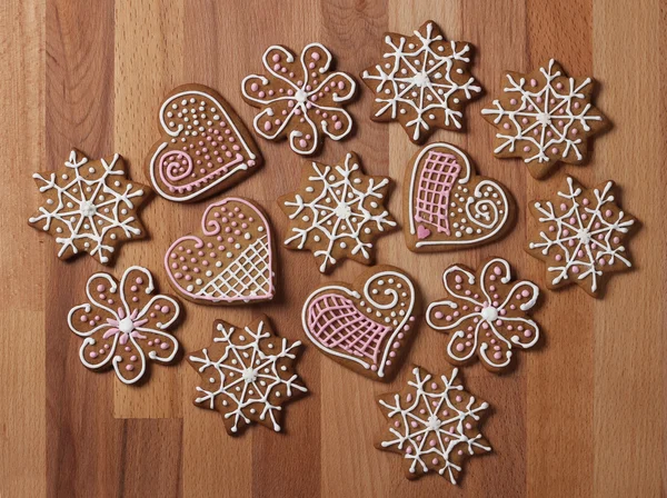 Decorated Christmas gingerbread cookies — Stock Photo, Image