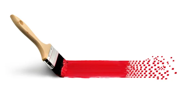 Analog paintbrush turning digital concept — Stock Photo, Image