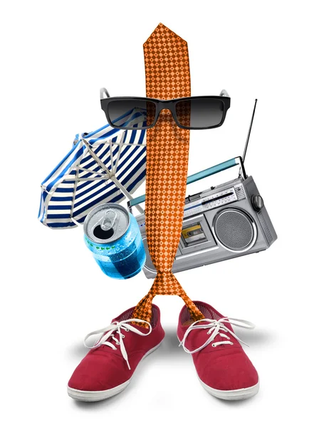 Funny businessman boss tie character on holiday — Stock Photo, Image