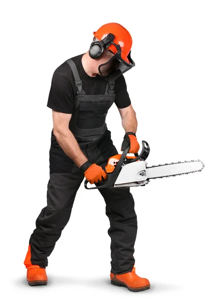 Professional logger in safety gear — Stock Photo, Image