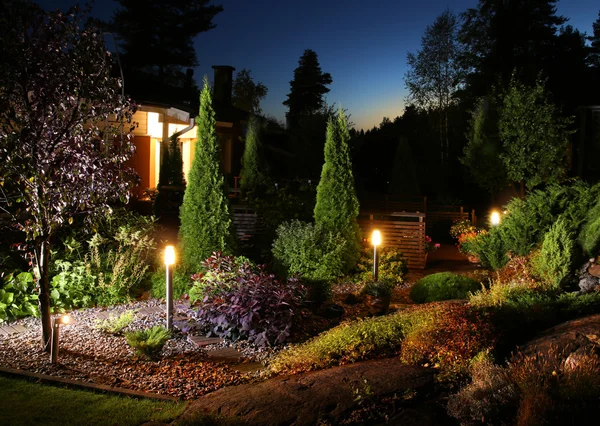 Garden illumination lights — Stock Photo, Image