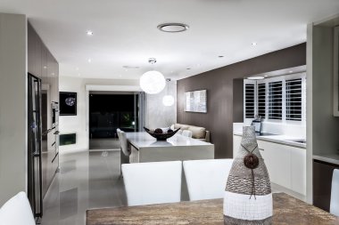 Modern yemek odası ile mutfak 