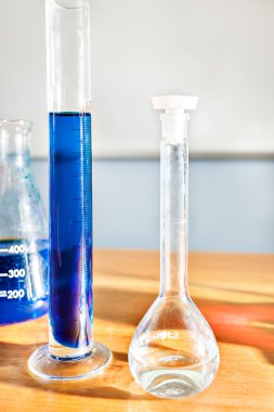 Portre resim şişeler ve örnek test tüpleri